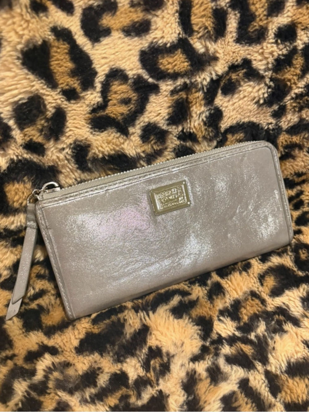 Coach Poppy Silver Metallic Zip Wallet